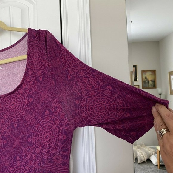 Soft Surroundings Purple Dress Midi Boho Flowy Viscose Short Sleeve Large 2CK34 - Picture 6 of 10